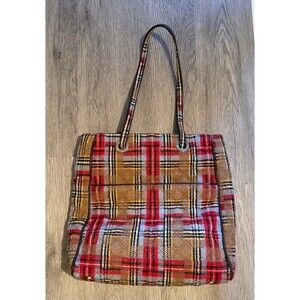 Vera Bradley Plaid Tote Bag Wool Blend Shoulder Bag